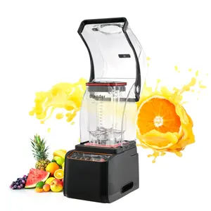 2000W Commercial Heavy Duty Smoothie Blender Professional Equipment For Silent Coffee Shop and Tea Shop With Soundproof Cover