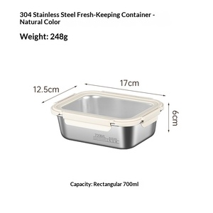 Boîte de conservation en acier inoxydable 304 avec couvercle en verre, boîte à lunch anti-débordement scellée, couvercle visible multi-spécifications - Product Image 2