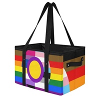 Panier de courses pliable personnalisé LGBTQIA Gay Rainbow Pride, panier de transport écologique pour événements promotionnels et achats en gros d'épicerie