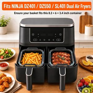 Revêtement en verre pour friteuse à <span class=keywords><strong>air</strong></span> <span class=keywords><strong>Ninja</strong></span> DualZone à <span class=keywords><strong>2</strong></span> paniers, ensemble d'accessoires 4 pièces pour <span class=keywords><strong>panier</strong></span> en verre DZ401 avec tapis en silicone - Product Image 2