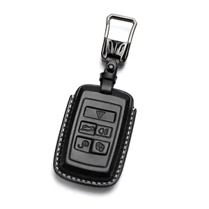 Car Key Case Cover Leather Pouch Keychain Holder Accessories Fob Holder for Jaguar XFL XEL Land Rover Rangerover Evoque Discover