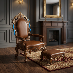 Bride Groom Royal King Queen Throne Chairs Event Reception Stage Wedding <b>Sofa</b> Set Luxury Traditional Wood Design Durable Tapered - Product Image 4