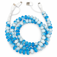 Câble de charge rapide multi-USB 4-en-1 avec perles bleues pour voyage en voiture, accessoires de voiture tendance, cadeau, cordon de données Type C