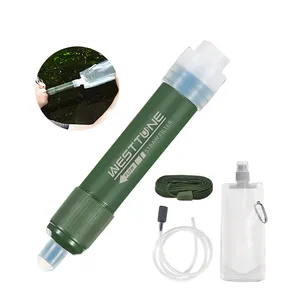 Mini Camping Purification Water Filter Straw TUP Carbon Fiber Water Bag for Survival or Emergency Supplies
