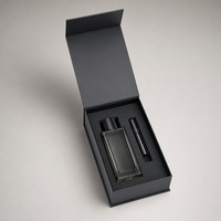 Boîte magnétique noire personnalisée à ouverture courte avec insert découpé pour fabricant et OEM d'emballages de parfums de luxe