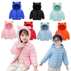 Abrigo de invierno para niños, venta al por mayor, múltiples colores, manga completa, invierno, acogedor, cálido, ligero, abrigos de moda para niñas pequeñas