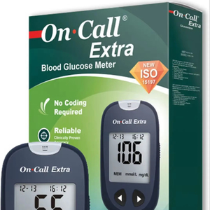 On Call Extra Blood Glucose Meter &amp; Test <strong>Strips</strong> <strong>for</strong> <strong>Diabetic</strong> Monitoring-Class II Medical Device with Removable Battery - Product Image 1