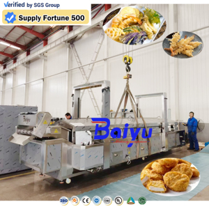 Ligne de production de friture continue en acier inoxydable SUS304 pour usine d'aliments surgelés - <span class=keywords><strong>Friteuse</strong></span> à contrôle de température haute précision - Product Image 1