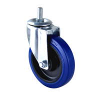 Roue pivotante en caoutchouc bleu à haute élasticité avec double roulement à billes, silencieuse, en acier et nylon, 125x32mm, pour usage moyen, de la marque Source Factory
