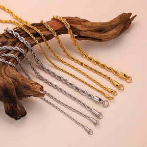 Collar Dorado para Hombre, Chapado en Oro de 18K, Cadena de Cuerda de Acero Inoxidable 316L, Collar Tejido para Hombre, Joyería Fina, Cadena de Collar para Hombre - Product Image 6