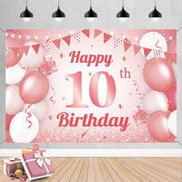Großhandelspreis Happy Birthday Banner 6,1*2,9ft Rosa Blumen-Ballon 18. Geburtstag Hintergrund für Mädchen Geburtstagsfeier Dekoration
