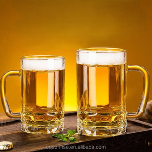 <span class=keywords><strong>Verre</strong></span> à bière pression de grande capacité au <span class=keywords><strong>design</strong></span> classique, tasse épaisse transparente, verres à Highball muraux, chopes à bière avec poignée, vente en gros - Product Image 2