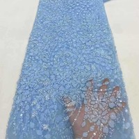 Tissu en dentelle perlée de luxe, tissu en dentelle africaine, tissu en maille à sequins floraux pour robe de mariée