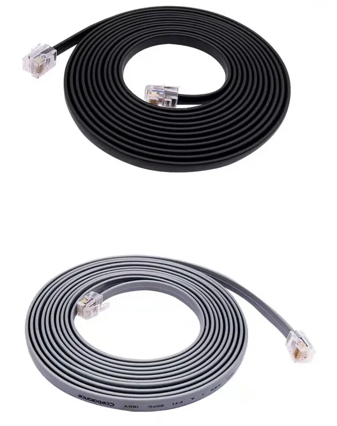 1m 2m 3m cabo de telefone antigo 2 fios rj11 telefone patch cord 6P6C 4 Condutor Telefone Extension Cord ADSL Modem Cable