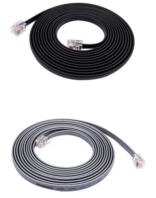 1m 2m 3m Old Telephone Cable 2 Wire Rj11 Telephone Patch Cord 6P6C 4 Conductor Telephone Extension Cord ADSL Modem Cable