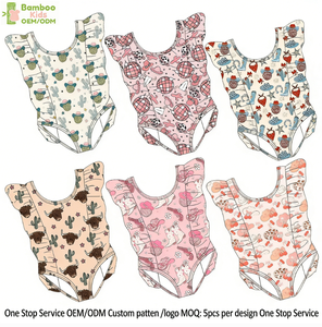 Costume da bagno intero estivo personalizzato W56 Cozy per neonati, con fascia elastica in spandex/cotone, antibatterico, antipiega, a manica regolare, casual. - Product Image 1