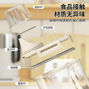 Food Storage <b>Container</b> Rectangle Clip-on Lid Transparent Sealable Rice Bucket For Kitchen 1.75L 2.5L 3L - Product Image 4