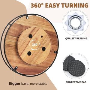 Estante giratorio de madera, organizador redondo de madera de acacia con rotación de 360 grados para baño, cocina y escritorio. - Product Image 4
