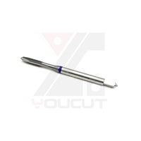 Tap Spiral Point Standar DIN dengan Lapisan TiCN, HSSE M8*0.75, Alat Pembuat Ulir Fine Pitch untuk Baja Tahan Karat di Lubang Tembus