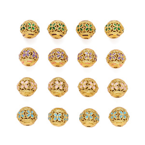 Copper Hollow Flower Round Beads Gold Metal DIY Jewelry Accessories <b>Spacer</b> Beads For Bracelets Yiwu Origin - Product Image 5