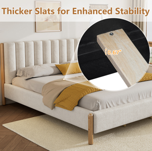 Vente en gros Cadre de lit King Size de luxe Tête de lit en tissu Lit de rangement réglable écologique Lit moustiquaire en bois rembourré moderne - Product Image 5