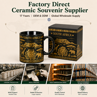 Tasses en céramique souvenirs d'Afrique du Sud, design paysage animalier Protea, pour café et lait, avec boîte cadeau, personnalisation OEM ODM, vente en gros