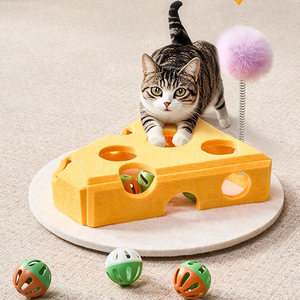 <span class=keywords><strong>Nouveau</strong></span> jouet pour <span class=keywords><strong>chat</strong></span> en feutre en forme de fromage, boîte de <span class=keywords><strong>jeu</strong></span> de puzzle <span class=keywords><strong>avec</strong></span> clochette et bâtonnet de <span class=keywords><strong>jeu</strong></span> pour <span class=keywords><strong>chat</strong></span>, pour soulager l'ennui des chats, produit pour animaux de compagnie - Product Image 6