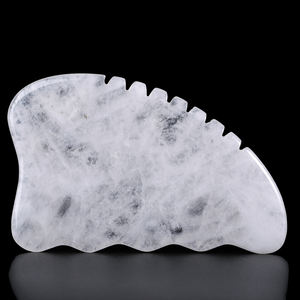 Gua Sha yüz araçları doğal beyaz yeşim şifa kristal yüz masajı guwomen cilt bakımı aracı yüz kaldırma erkekler kadınlar için - Product Image 1