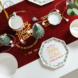 Cheap Household Christmas Party Kitchen Dinner Ceramic Plates 1368