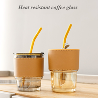 Mode PU Porte-Tasse En Cuir Résistant À La Chaleur Café Verres Tasse Couverture En Cuir À La Main Personnalisé Tasse En Verre Eau Porte-Gobelet