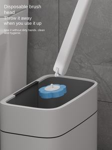מברשת טואלט פלסטיק חד פעמי עם מוט ארוך לשימוש ביתי כולל ראש מברשת ניקוי נוזל - Product Image 3