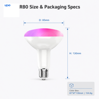 Ampoule LED intelligente BR30Premium WiFi Bluetooth 2.4G RGB CCT 10W 800lm E26 2700K-6500K Surplife Briturn App Contrôle vocal Éclairage domestique