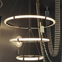 Luminaire de plafond rond à télécommande de style antique à 3 anneaux, norme européenne, pour chambre à coucher, hôtel, villa