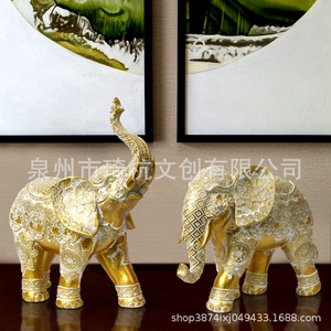 Qi Hang Carved <b>Elephant</b> Figurine QH-21523A Handmade <b>Decorative</b> Home Furnishing Animal Statue Gift For Housewarming - Product Image 3