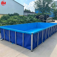 Bassin d'élevage de poissons carré pliable en bâche PVC 5000L, grand bassin commercial d'aquaculture pour carpes koï et crevettes