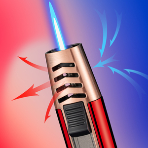 Bán buôn Ngoài Trời Bbq sáng tạo butan bơm lại Xách Tay Xe xì gà nhẹ hơn kim loại màu xanh ngọn lửa xì gà máy bay phản lực nhẹ hơn - Product Image 2