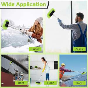 Nettoyeur de voiture en PVC vert à cinq faces avec manche long, brosse à poils doux et manche extensible - Product Image 6