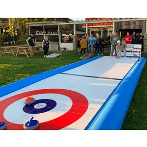 Interactive Curling Rink Game Inflatable Street Curling Floor For Rental