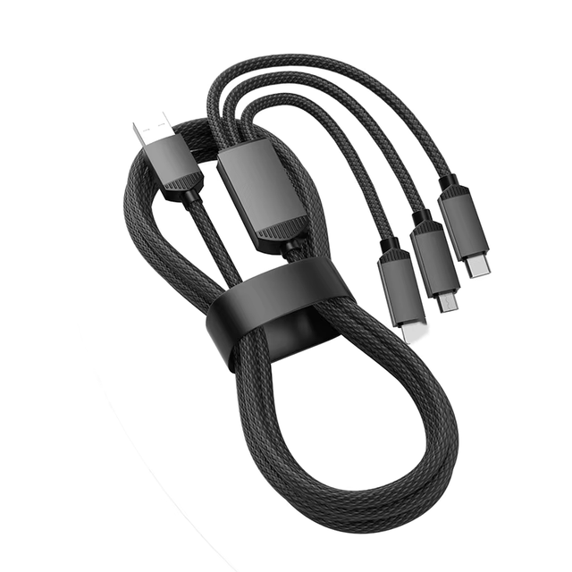 Braided 3-In-1 Fast Charging Data Cable 6A Charger Cord 100W USB Multi Charging Cable