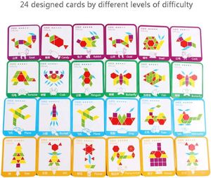 155Pcs <b>Puzzle</b> for Kids Colorful Intelligent Educational Wooden Pattern Blocks Set Montessori Tangram <b>Toys</b> - Product Image 4