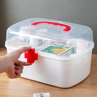 Boîte de premiers secours en plastique transparent PP rectangulaire portable, durable, sur mesure, pour le lieu de travail, organiseur de rangement médical, sans BPA, écologique