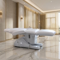 Table de massage électrique pliable en cuir à 3 sections, design moderne, réglage des pieds et du dossier, éponge haute densité, métal