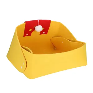 Design pieghevole staccabile yellow cat cave feltro creativo simpatico letto da viaggio per animali domestici per cani e gatti