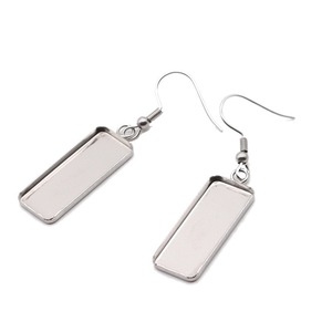 Stainless Steel Rectangular <b>Earring</b> Base 10x25mm 10x30mm Hollow For <b>Earring</b> Making DIY Jewelry Components - Product Image 2