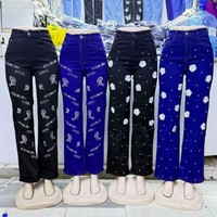 Jean en denim décontracté pour femme, coupe ample, jambe large, taille mi-haute, longueur intégrale, vente en gros, styles variés, référence uniquement