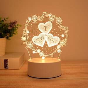 Je t'aime 3D LED capteur tactile veilleuse coeur Design Style moderne petite batterie 3AA Type C fil puissance saint valentin cadeau - Product Image 5