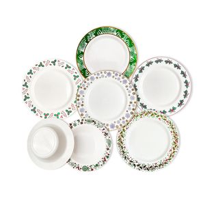 7.5 Inch Wholesale Elegant Plastic Plate Party White Dinner Plate with Gold Rim Premium Dining Plates