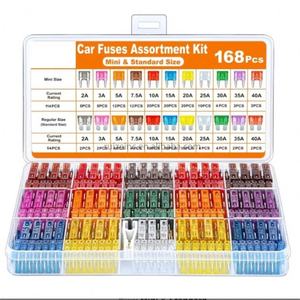 168 pièces kit de combinaison de fusibles de voiture 114 mini lames 54 fils de fusible standard <span class=keywords><strong>1</strong></span> clip - Product Image 1