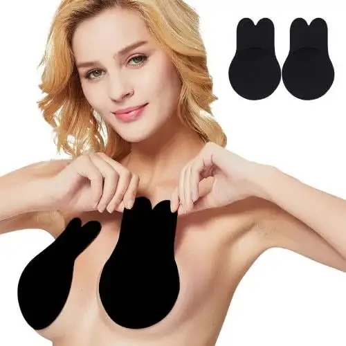 Rabbit Ear Self Adhesive Push Up Bras Women Sticky Invisible Silicone Strapless Backless Pasties