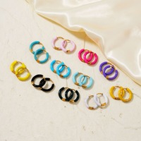 ACME-Pendientes de Aro de Cobre Latón con Incrustaciones de Circón Colorido, Esmalte Multicolor Pequeño para Mujer, Joyería de Moda